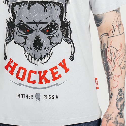 Футболка &quot;Русский хоккей&quot; светло-серая